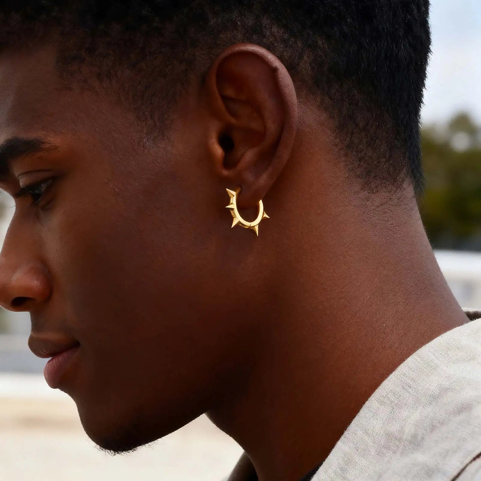 Rivet Hoop Earring — Stainless Steel