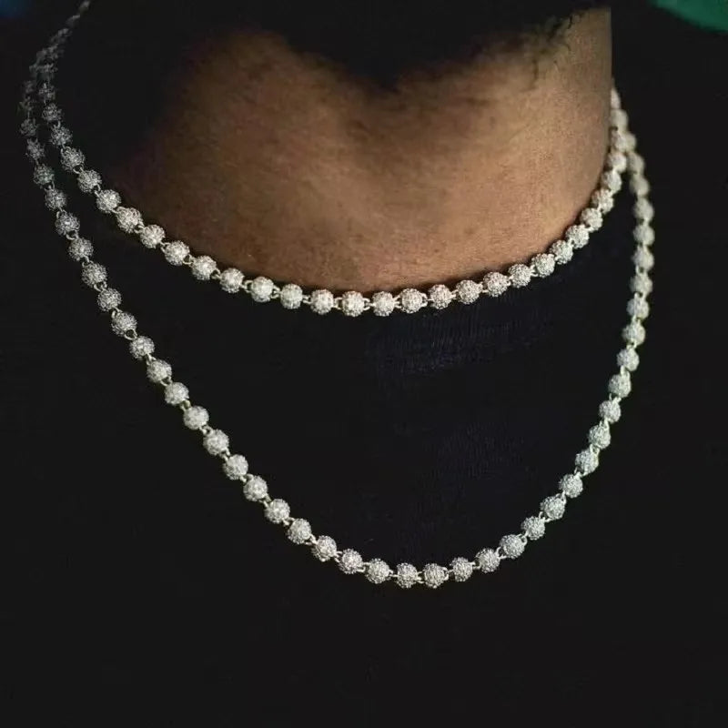Iced Out Tennis Ball Charm Choker Necklace — Copper Alloy