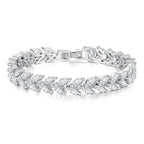 Silver Iced Out Leaf Bracelet Zirconia