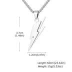 Vnox Stainless Steel Lightning Pendant Necklace, 60cm Box Chain with Lobster Clasp, Punk Waterproof Jewelry Gift for Men Women