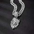 3D Crown Lion Head Cuban Pendant — Stainless Steel