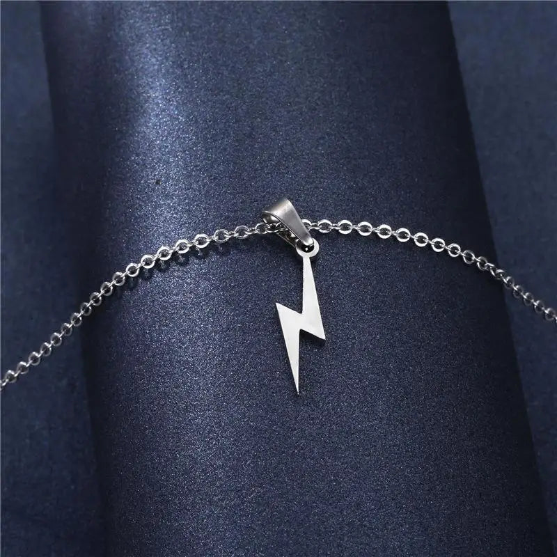 Lightning Pendant Necklace Chain 304 Stainless Steel Necklace for Women Men Party Ornament Jewelry Gift
