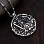 Saint Michael Archangel Cross Pendant Stainless Steel Vintage Classic Archangel Amulet Necklace For Men Women Fashion Jewelry