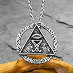 Ouroboros Triangle Eye Pendant Necklace — Amulet, Stainless Steel