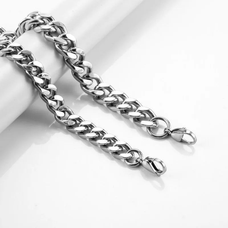 HNSP 316L Stainless Steel Chain Cuban Link Necklace For Men Accessories Jewelry Punk Street Style Thick Heavy Neck