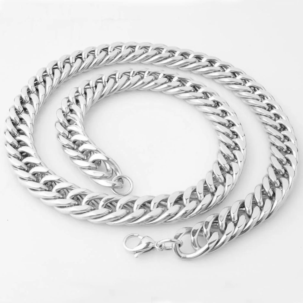 Silver Cuban Link Necklace 8-18mm — Silver