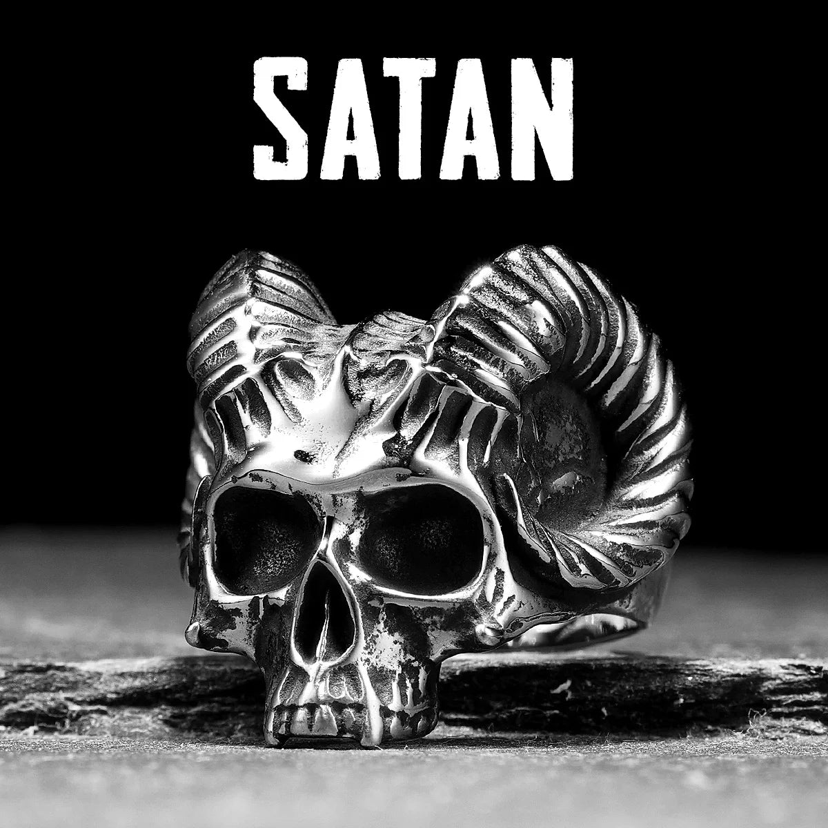 Gothic Satan Skull Ring — Stainless Steel