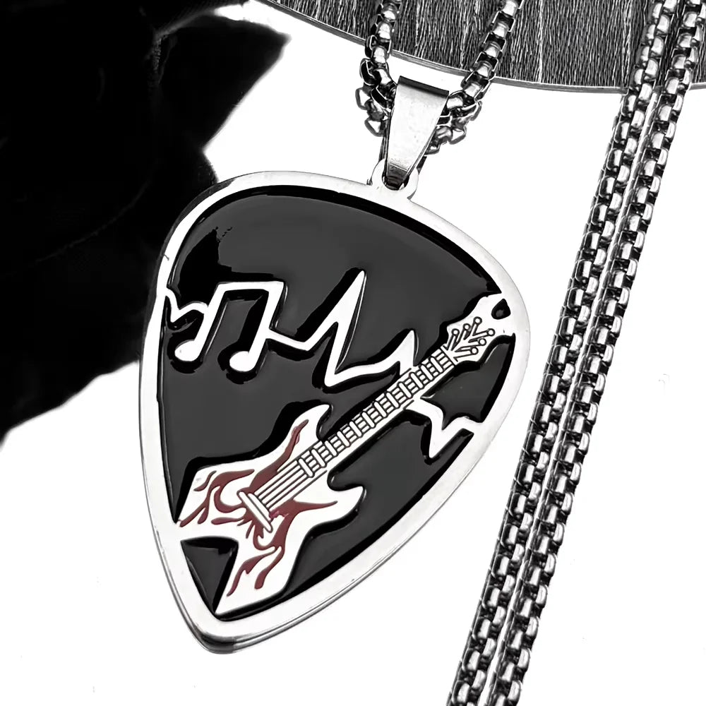 Guitar Pick Gold Pendant Necklace — Stainless Steel