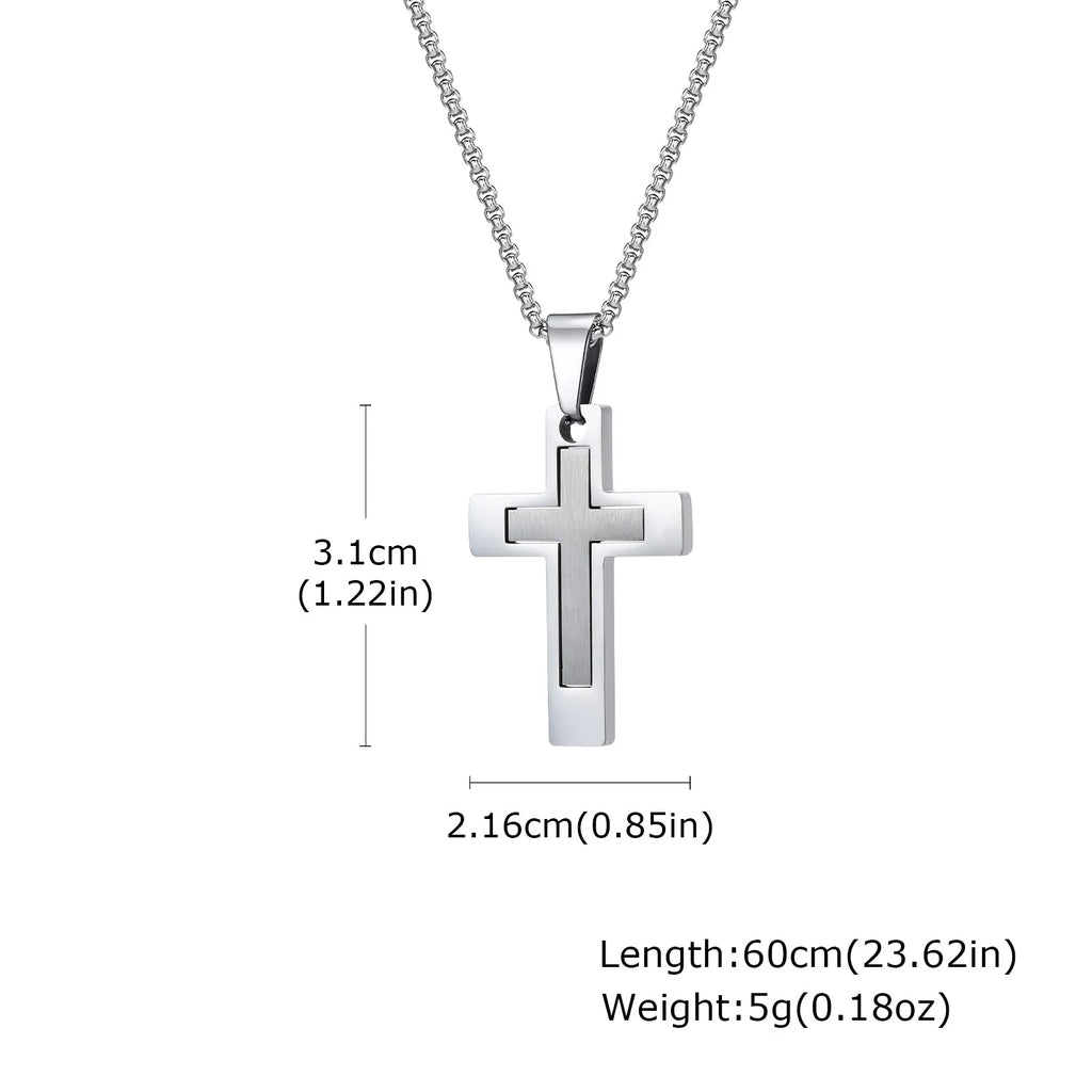 Minimal Cross Pendant — Silver Stainless