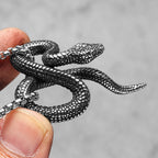 Retro Snake Pendant Necklace — Stainless Steel