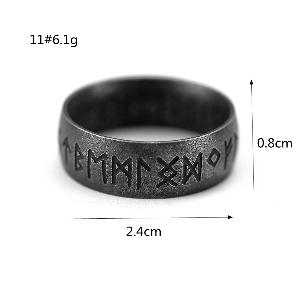 Viking Vegvisir Norse Runes Ring Antique Black — Stainless Steel