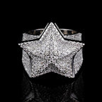 New in Hip-hop Style Trendy Fashion Star Rings for Women Domineering Inlaid Full Pentagram Female Ring Jewelry