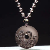 Natural Black Obsidian Xuanwu Tortoise Snake Pendant Five Elements Water Element Feng Shui Amulet Unisex Men Women Necklace