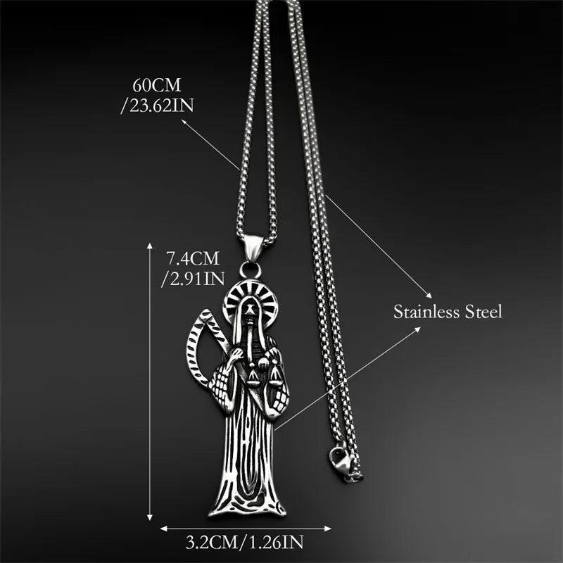 Grim Reaper Skull Pendant — Silver