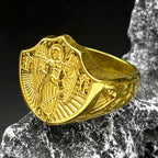 Vintage Catholic Saint Michael Protection Rings for Men Stainless Steel Archangel Boyfriend Jewelry Gifts RRR459S05