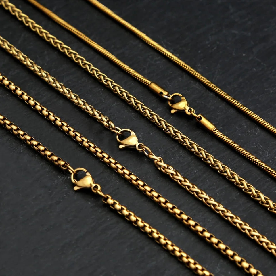 Gold Rope Chain Necklace — Stainless Steel 60cm