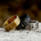 Vintage 316L Stainless Steel Nordic Vikings Trinity Ring Fashion Simple Viking Rune Amulet Rings For Men Women Rotatable Jewelry