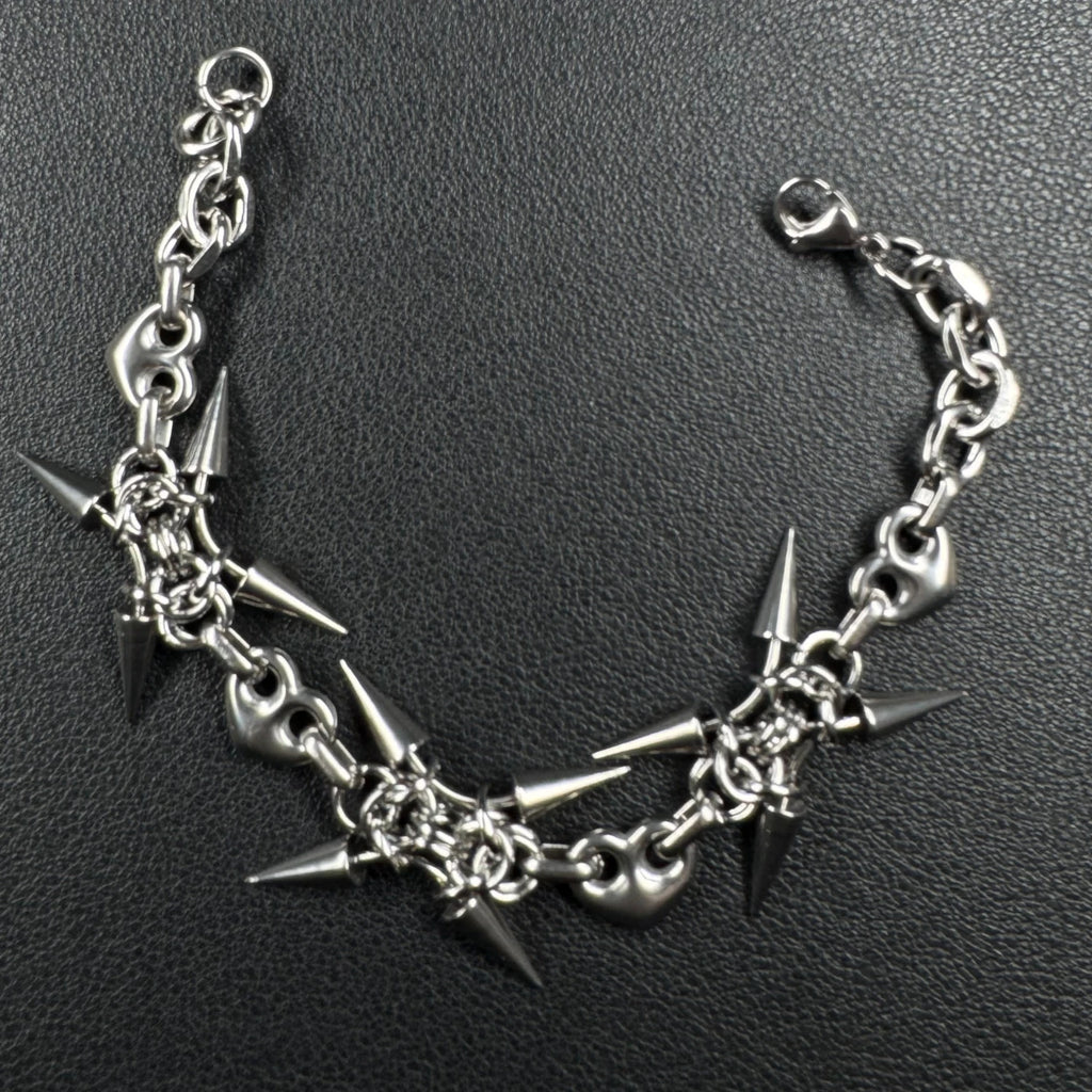 Punk Grunge Goth Rivet Splice Chain Geometric Necklace & Bracelet