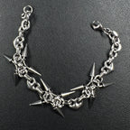 Punk Grunge Goth Rivet Splice Chain Geometric Necklace & Bracelet