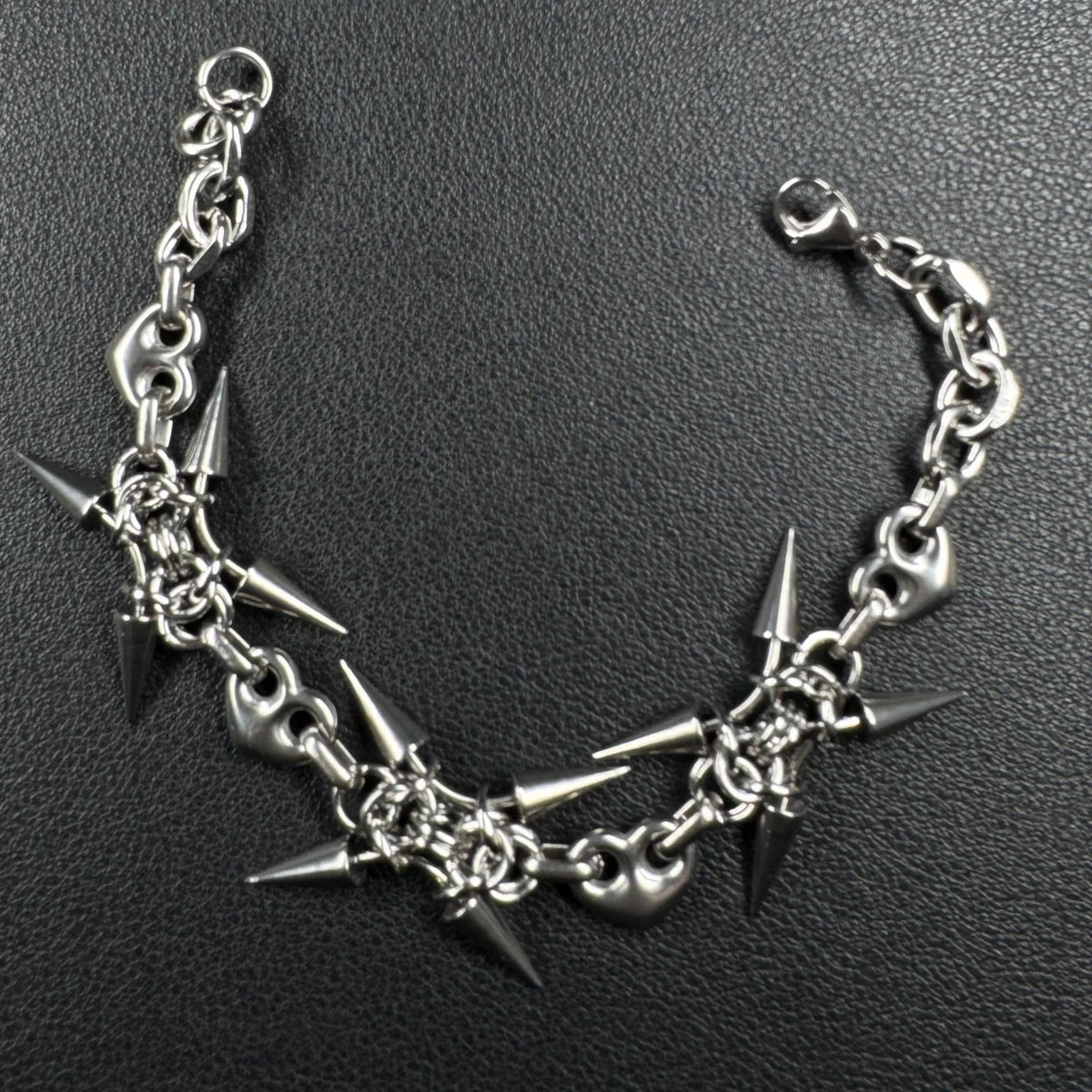 Punk Grunge Goth Rivet Splice Chain Geometric Necklace & Bracelet