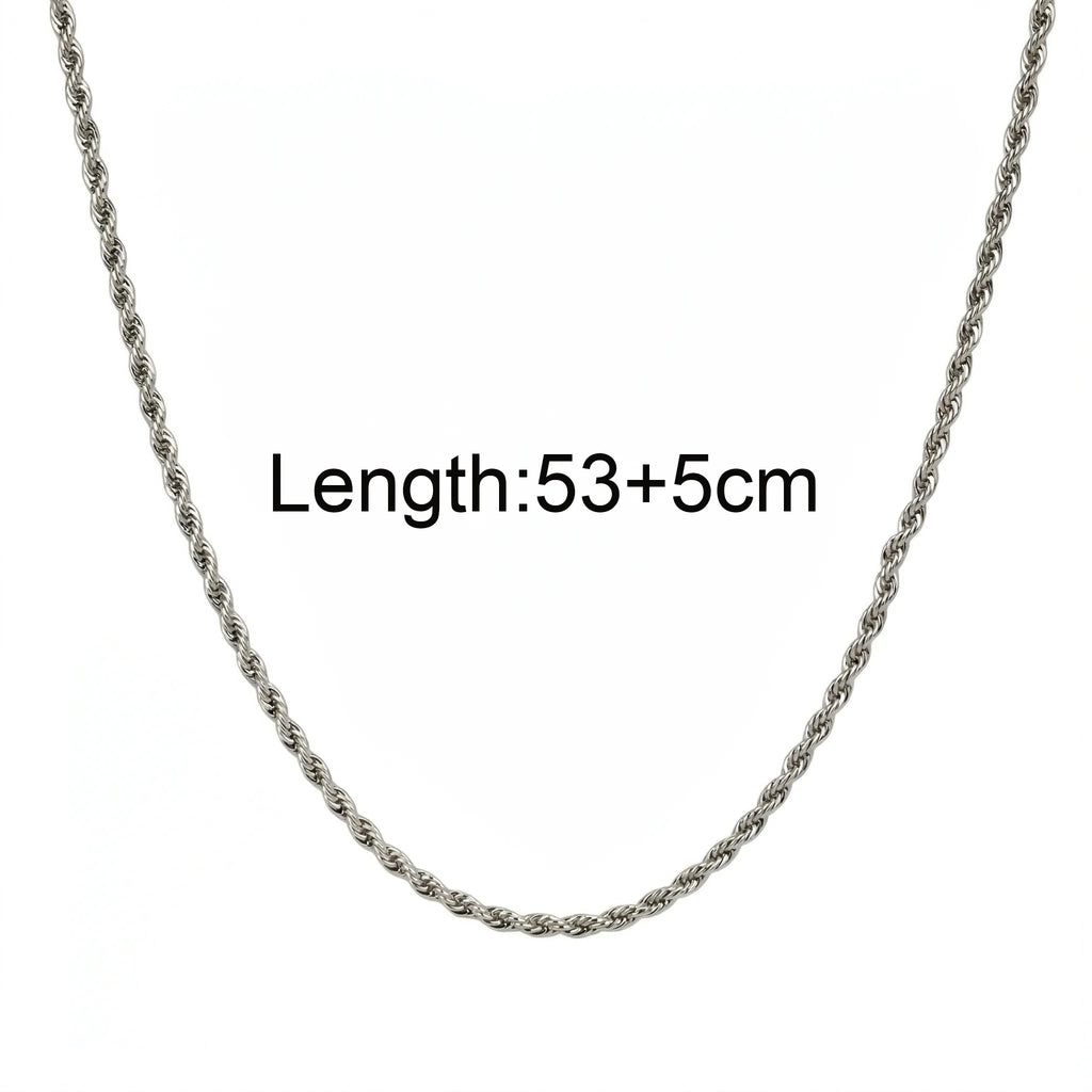 Twist Rope Chain Necklace — Stainless Steel