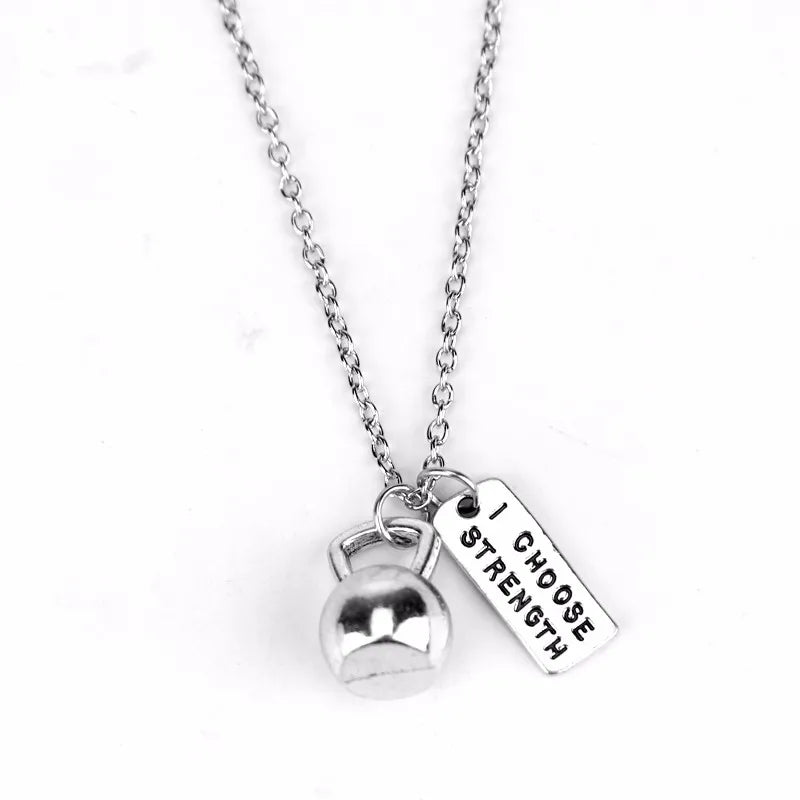 Weight Plate Dumbbell Pendant — Stainless Steel