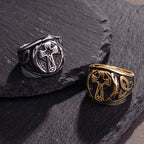 Valily Men's Celtic Knot Ring Stainless Steel Punk Silver Cross Jewelry