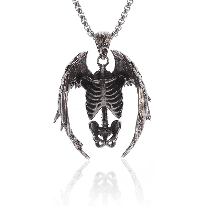 Retro Gothic Golden Cross Skull Pendant Necklace for Men Fashion Party Rock Motorcycle Riding Punk Jewelry Gift