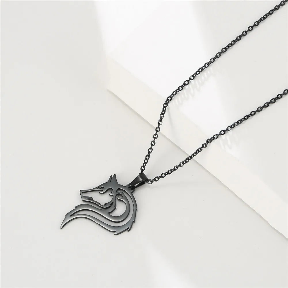 Fenrir Wolf Pendant Necklace — Stainless Steel