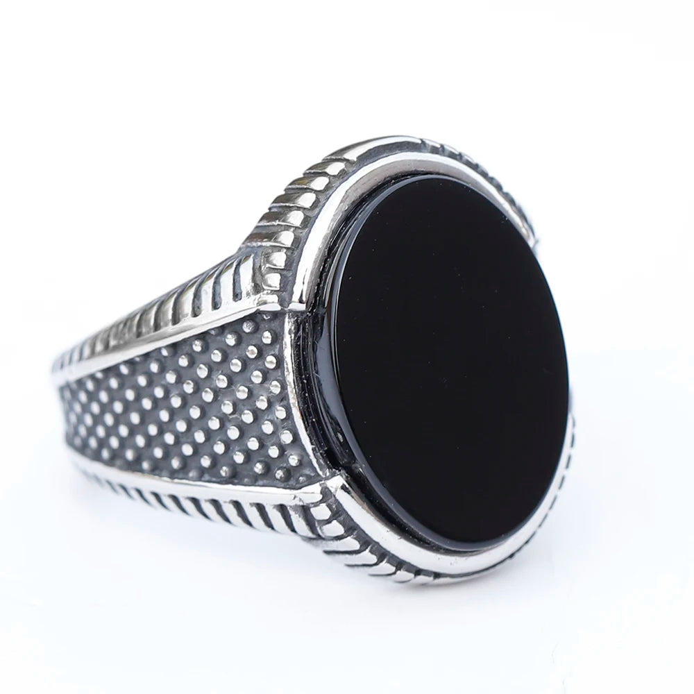 New Fashion Retro Ring Geometric Black Zircon Stone For Anniversary Party Wedding Men's Anels Totem Luxury Jewelry