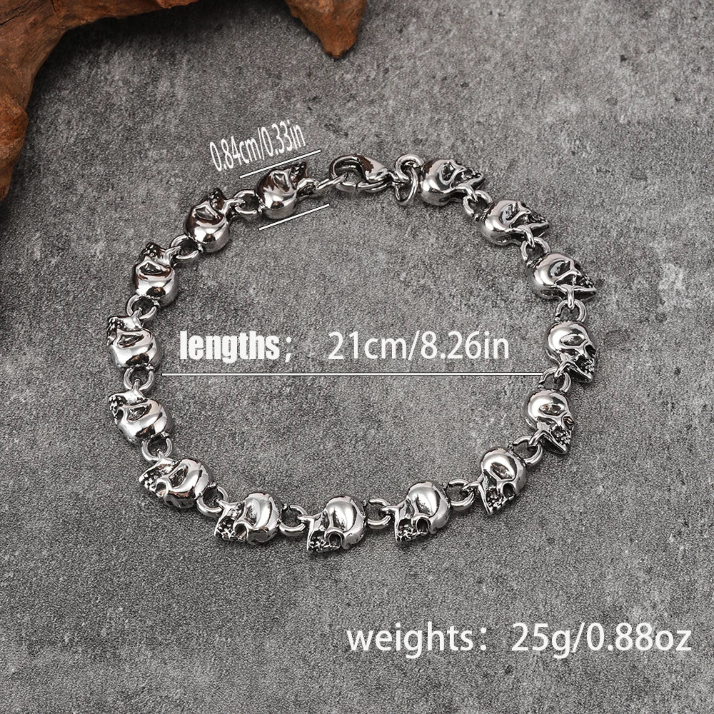 Fashion Punk Retro Skull Bracelet Gothic Dark Style Bold and Versatile Unisex Halloween Wristband