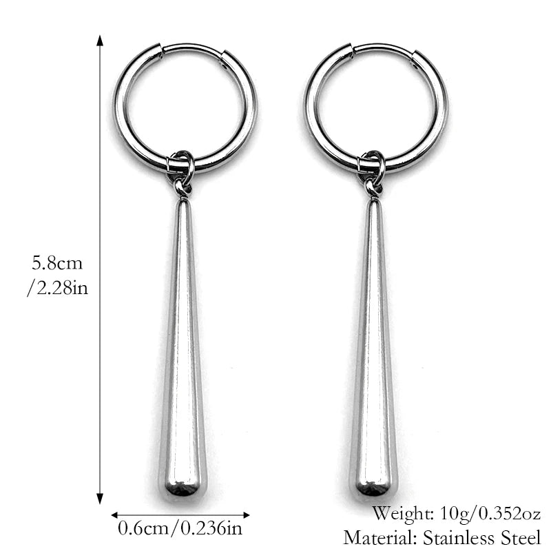Spike Huggie Hoop Earrings Men Large Stainless Steel Spike Gothic Punk Emo Alternative Women Female Ear Rings Jewelry