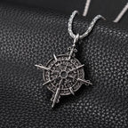 Gothic Viking Rune Amulet Cross Pendant Necklace — Zinc Alloy