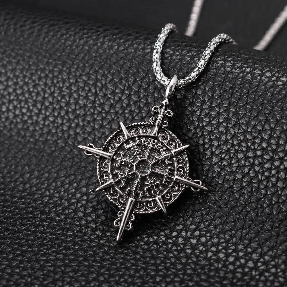 Gothic Viking Rune Amulet Cross Pendant Necklace — Zinc Alloy