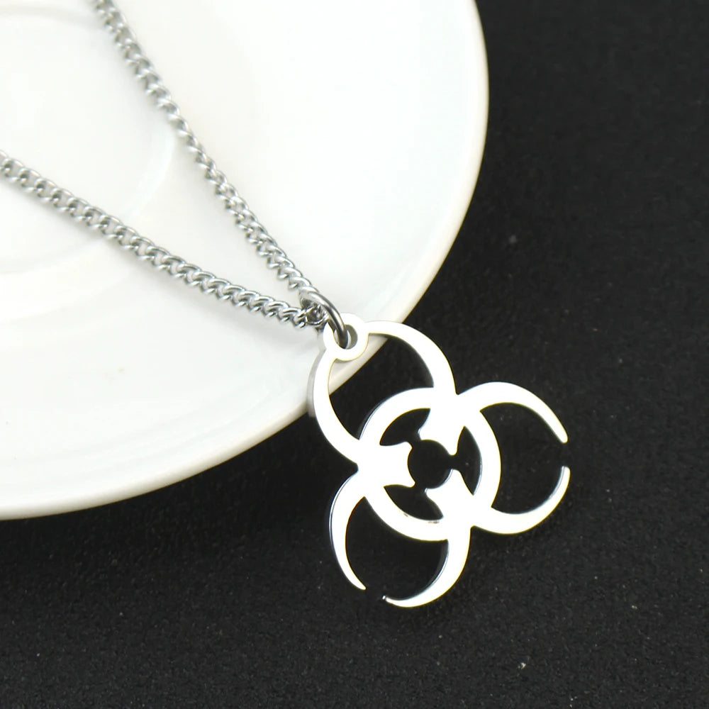 Necklace Trendy Men And Women INS Street Punk Hip-Hop JewelryNew Stainless Steel Biochemical Logo Pendant