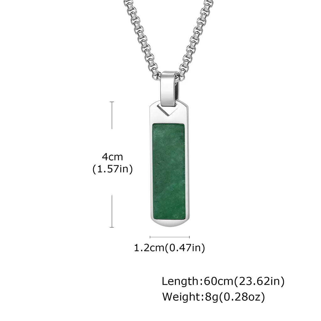 Natural Stone Healing Pendant — Stainless