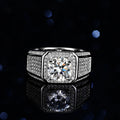 Men's Solid and Bold Boss Ring - 2 Carat Moissanite, Crafted in PT950 Platinum, Exquisite Diamond Design