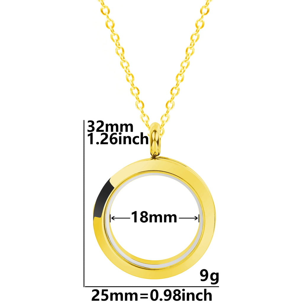 Round Pendant Necklace Locket Charm Stainless Steel Necklaces For Women Men Jewelry Chain Around Neck Necklace Decoration Gifts