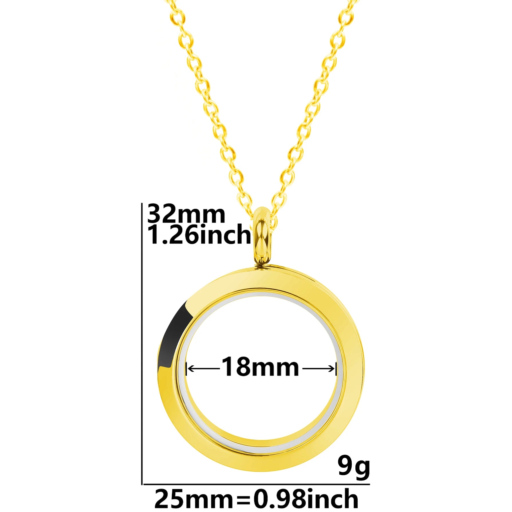 Round Pendant Necklace Locket Charm Stainless Steel Necklaces For Women Men Jewelry Chain Around Neck Necklace Decoration Gifts