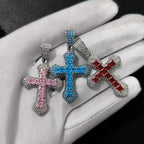 Cross Pendant Rope Chain Necklace Iced Out
