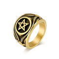 Vintage Fashion Stainless Steel Pentagram Rings For Men Women Gothic Biker Goat Devil Demon Ring Party Jewelry Gifts Wholesale