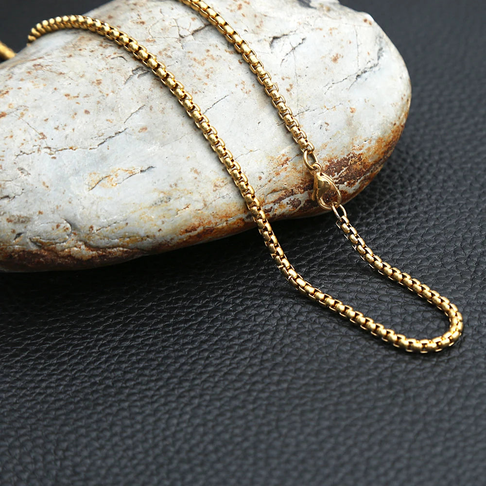 Lobster Gold Pendant 3MM Rolo 316L Gold/steel