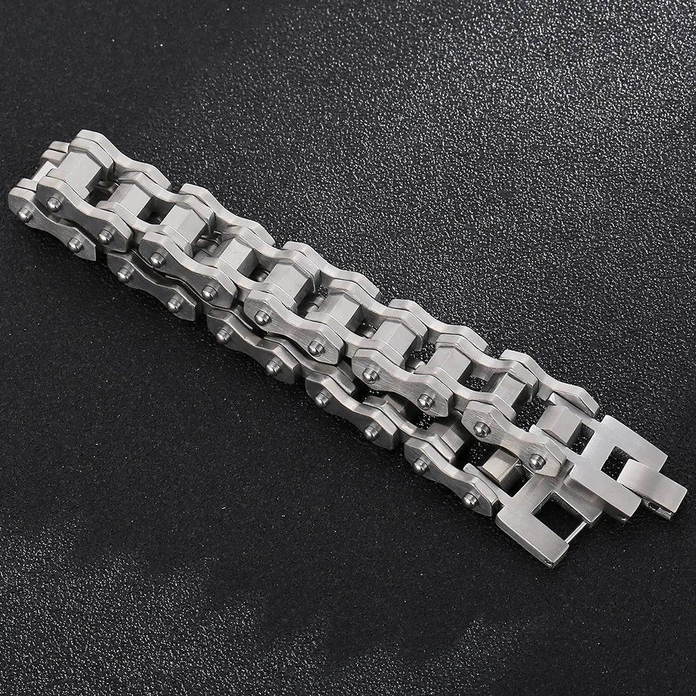 Matte 316l Stainless Steel Motorcycle Chain Man Bracelet for Men Gothic Hardware Bike Jewelry Gifts Men's Bracelets