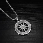Viking Sun Rune Pendant Necklace — Stainless Steel