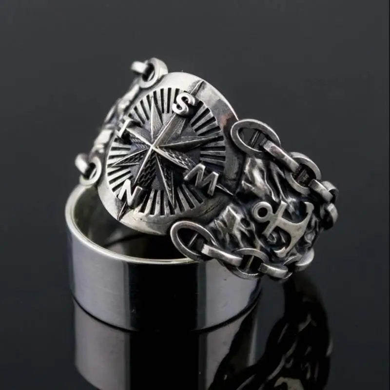 Vintage Northern Pirate Viking Compass Marine Ring Amulet Rings for Men Women Nordic Luxury Personality Jewelry