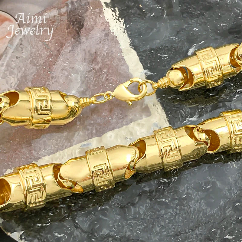 75cm Long Hip Hop Trendy 18K Gold Plating Bold Chain Necklace for Man Golden Italian Jewellry Party Banquet Birthday