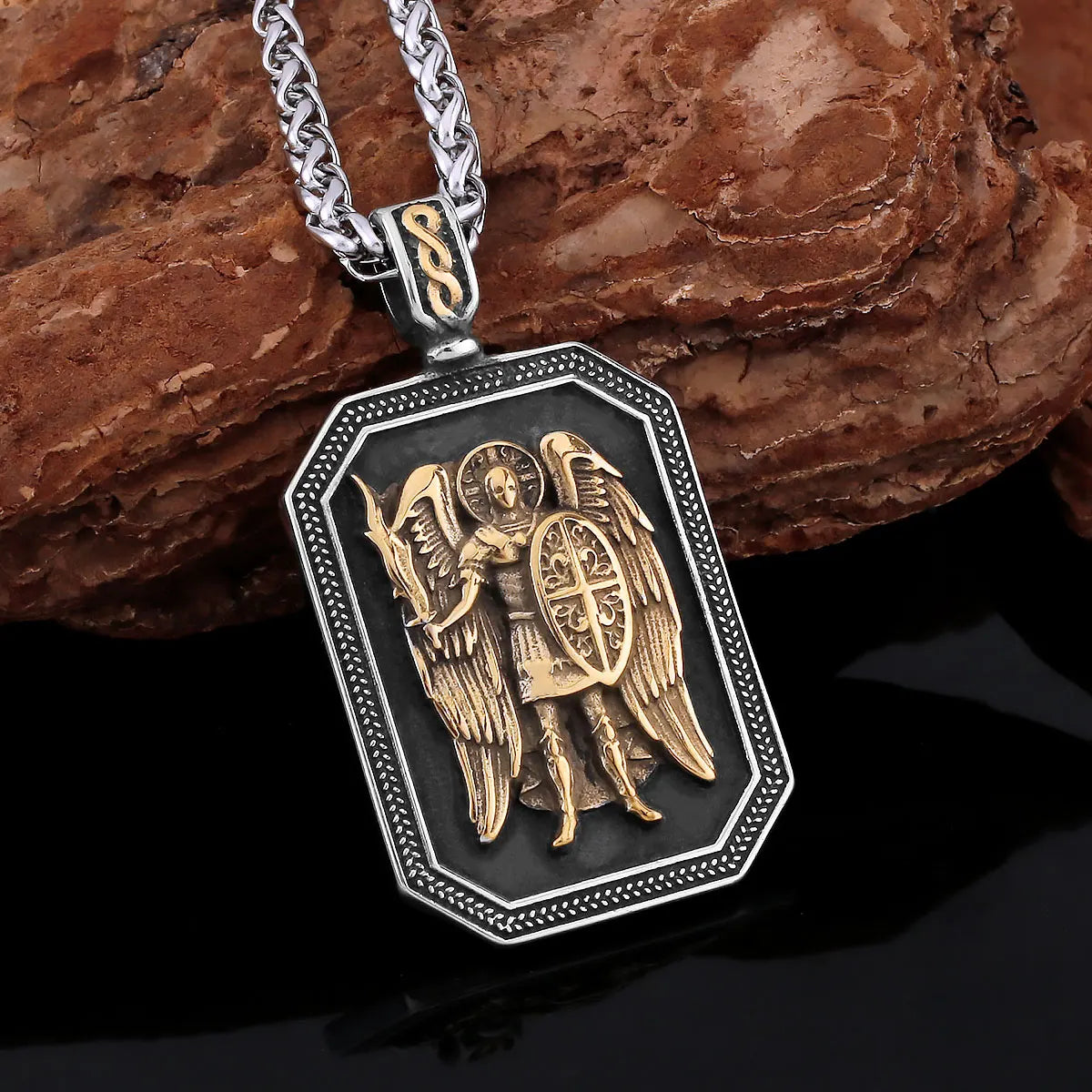 Religious Guard Archangel St. Michael Necklace Christian Faith Amulet Pendant Stainless Steel Gold Color Jewelry for