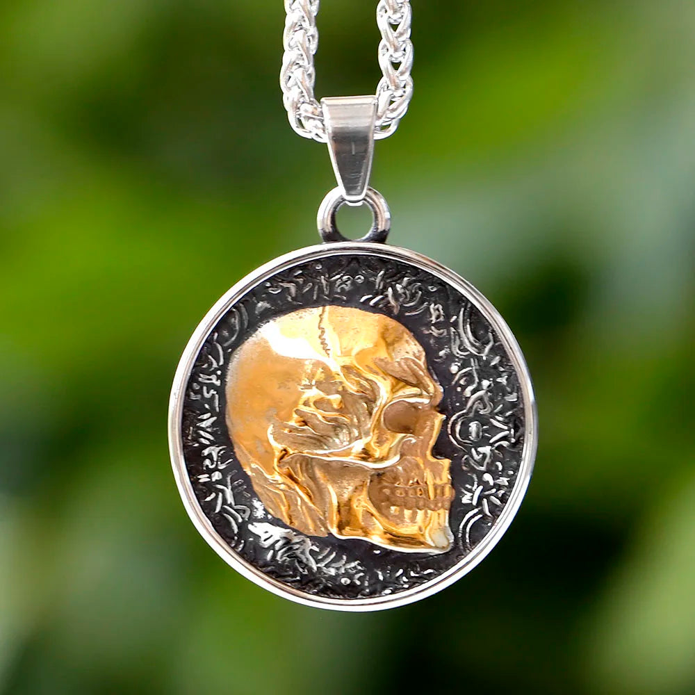 Double-Sided Skeleton Pendant Necklace — Stainless