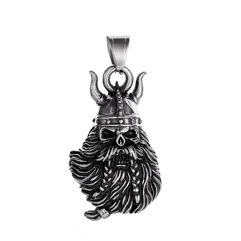 Vintage Design Viking Warrior Bell Pendant Motorcycle Wind Nordic Odin Guardian Bell Necklace Gift Jewelry Accessories