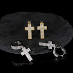 Iced Out Cross Lightning Stud Earrings